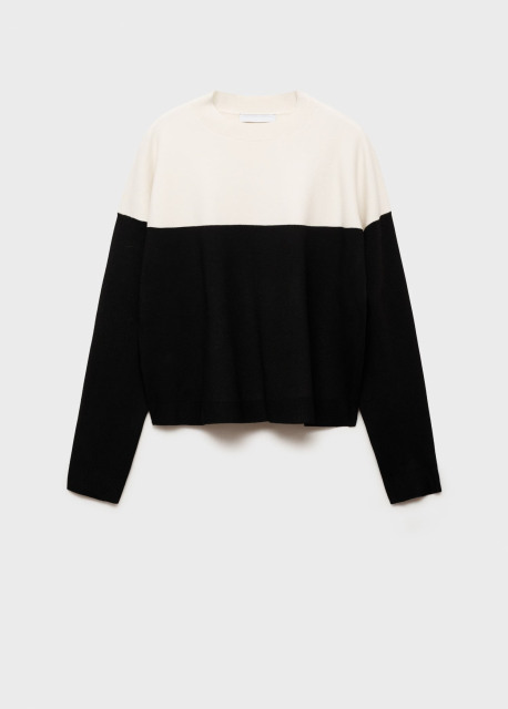 Made-to-Order Women’s Color Block Knit Sweater in Black and White | Customizable ODM & Wholesale Options | Jubaodi