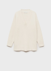 Customizable Women’s Oversized V-Neck Sweater in Ivory White | Wholesale Knitwear | OEM/ODM Manufacturer | Jubaodi