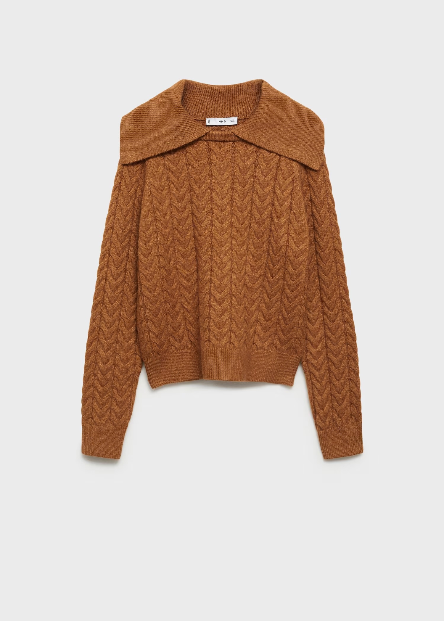 ODM Women’s Cable Knit Collared Sweater in Warm Caramel | Customizable Wholesale & Bulk Orders | Jubaodi