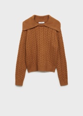 ODM Women’s Cable Knit Collared Sweater in Warm Caramel | Customizable Wholesale & Bulk Orders | Jubaodi