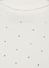 Factory Direct Women's Ribbed Embellished Long Sleeve Top in Ivory | OEM/ODM Customization for Wholesale & Bulk Orders | Jubaodi