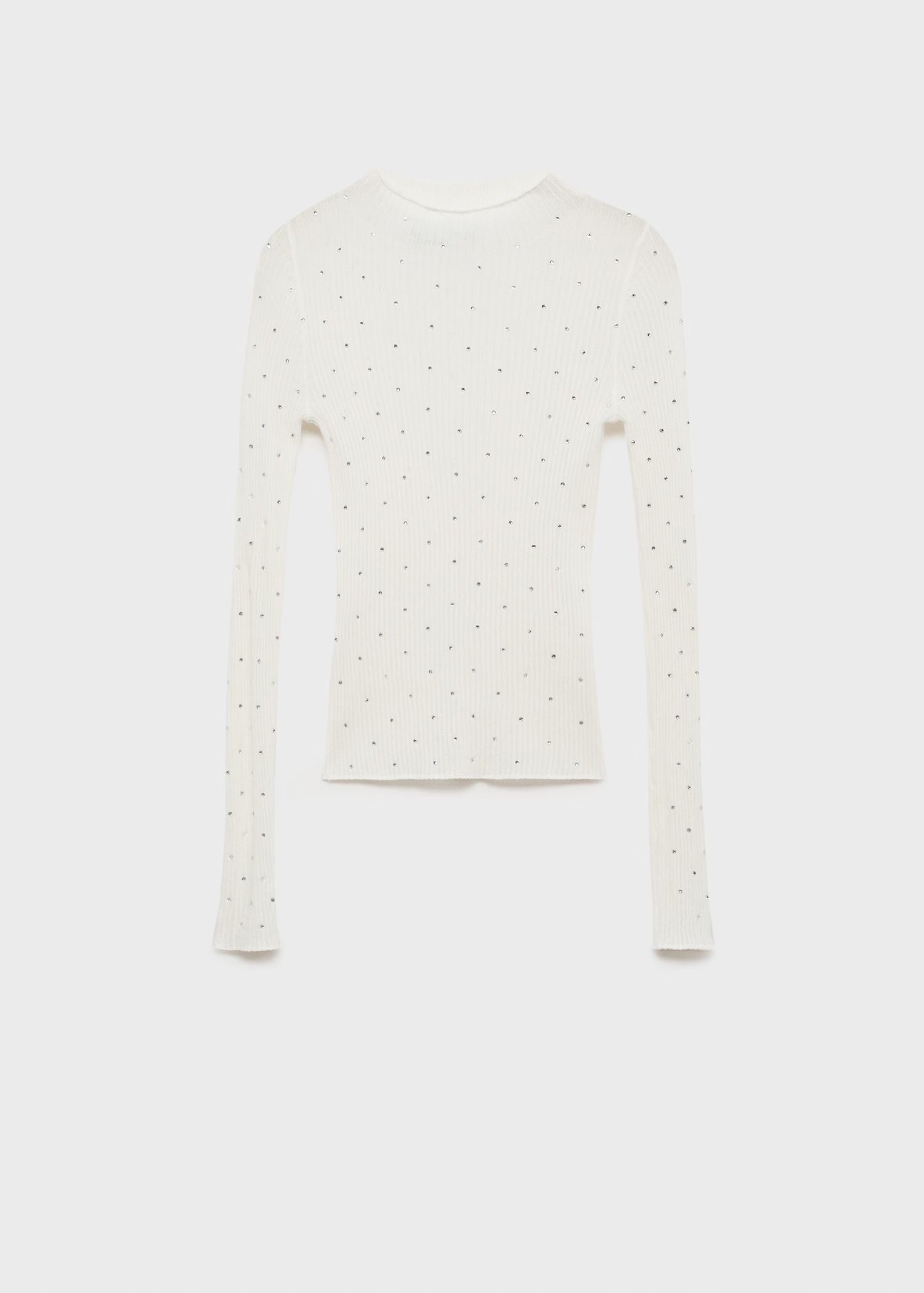 Factory Direct Women's Ribbed Embellished Long Sleeve Top in Ivory | OEM/ODM Customization for Wholesale & Bulk Orders | Jubaodi
