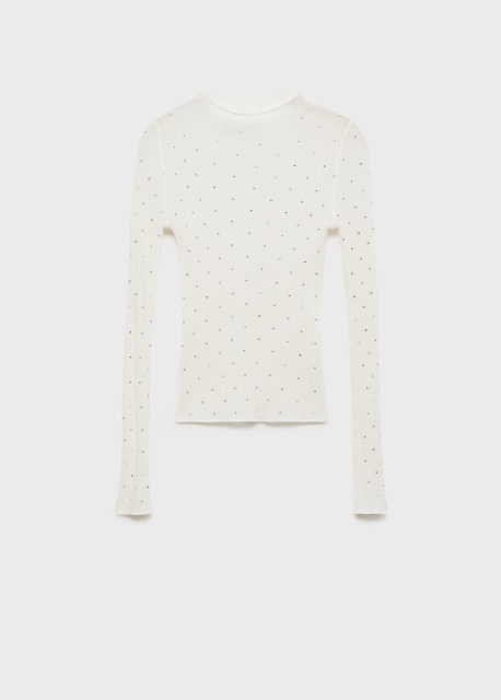 Factory Direct Women's Ribbed Embellished Long Sleeve Top in Ivory | OEM/ODM Customization for Wholesale & Bulk Orders | Jubaodi