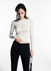 Factory Direct Women's Ribbed Embellished Long Sleeve Top in Ivory | OEM/ODM Customization for Wholesale & Bulk Orders | Jubaodi