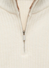 OEM/ODM Customizable Women's Ribbed Quarter Zip Sweater with Contrast Panels | Wholesale & Bulk Orders | Jubaodi