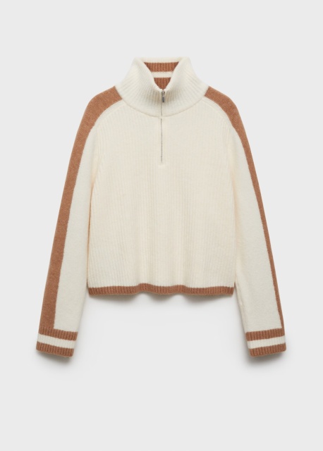 OEM/ODM Customizable Women's Ribbed Quarter Zip Sweater with Contrast Panels | Wholesale & Bulk Orders | Jubaodi