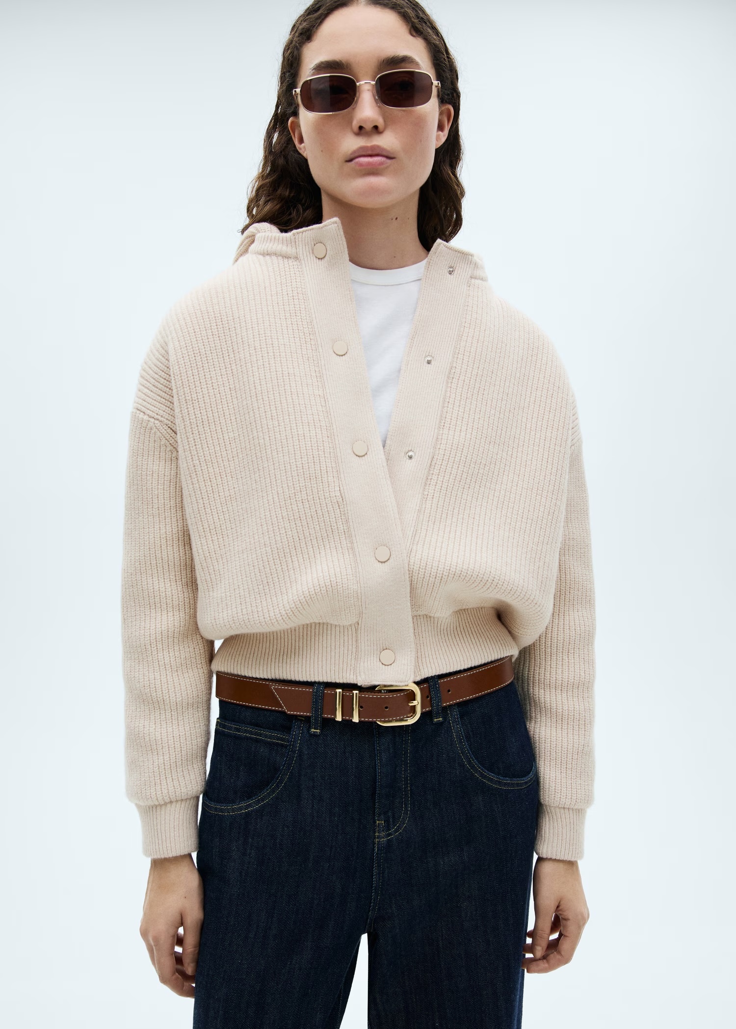 OEM ODM Available Women's Oversized Ribbed Snap-Button Cardigan with Hood