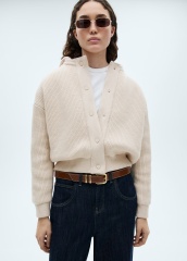 OEM ODM Available Women's Oversized Ribbed Snap-Button Cardigan with Hood