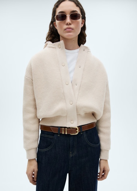 OEM ODM Available Women's Oversized Ribbed Snap-Button Cardigan with Hood