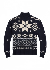 Nordic Inspired Navy Blue Knitted Sweater | Custom Knitwear Manufacturer & Wholesale | Jubaodi