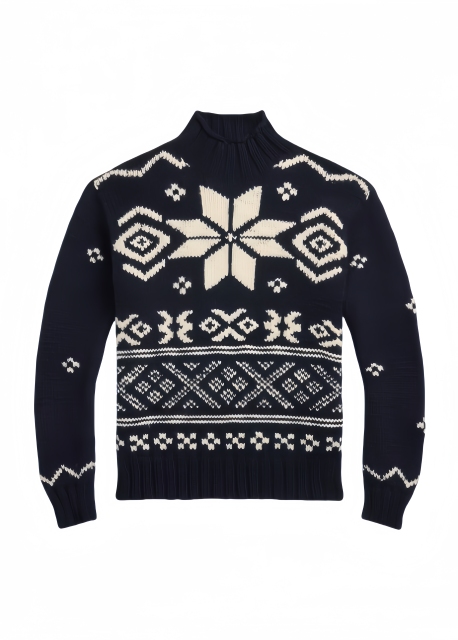 Nordic Inspired Navy Blue Knitted Sweater | Custom Knitwear Manufacturer & Wholesale | Jubaodi