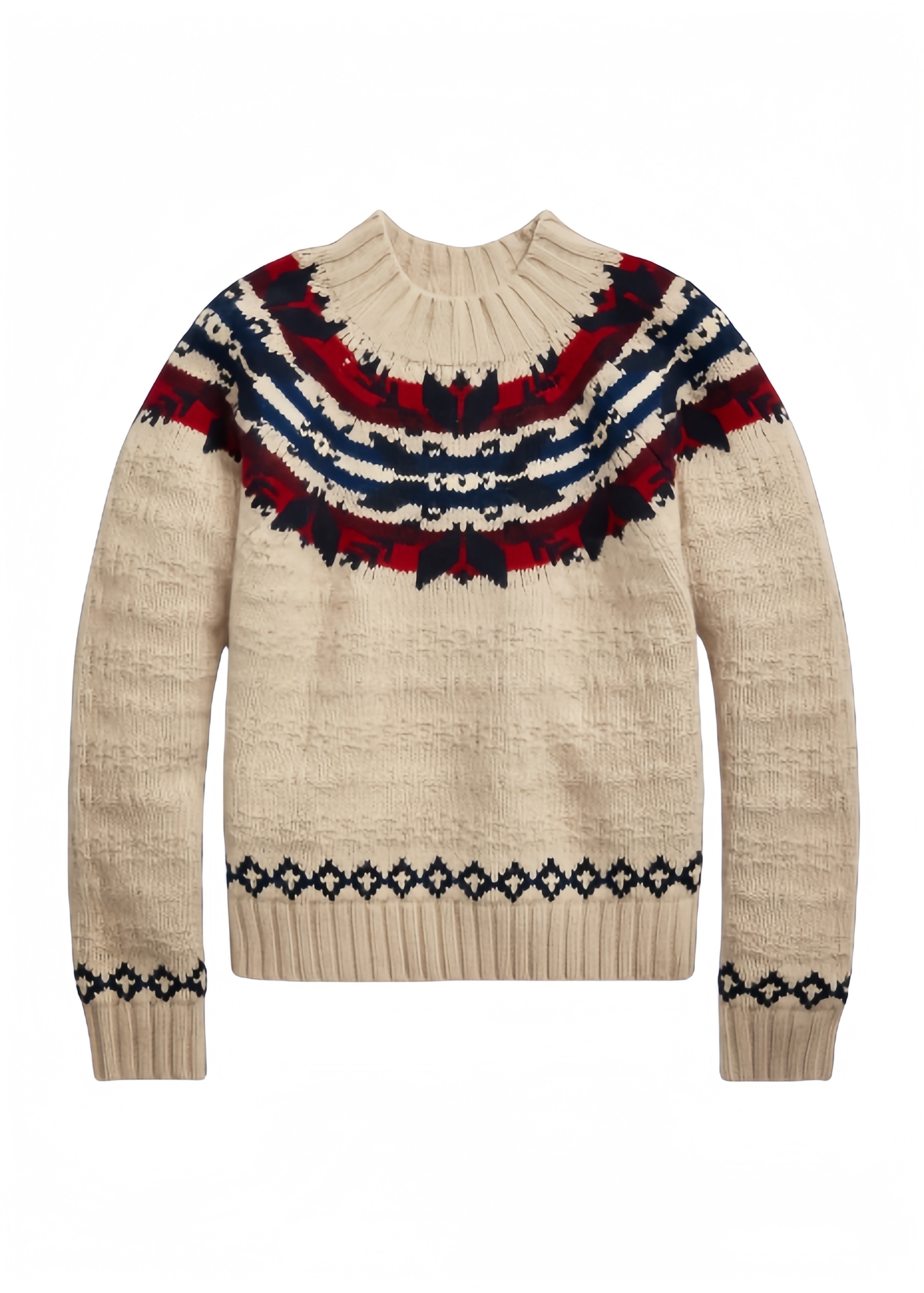 Factory Direct Cream Nordic Pattern Sweater with Multicolor Yoke Design | Custom Knitwear Manufacturer & Wholesale Supplier | Jubaodi