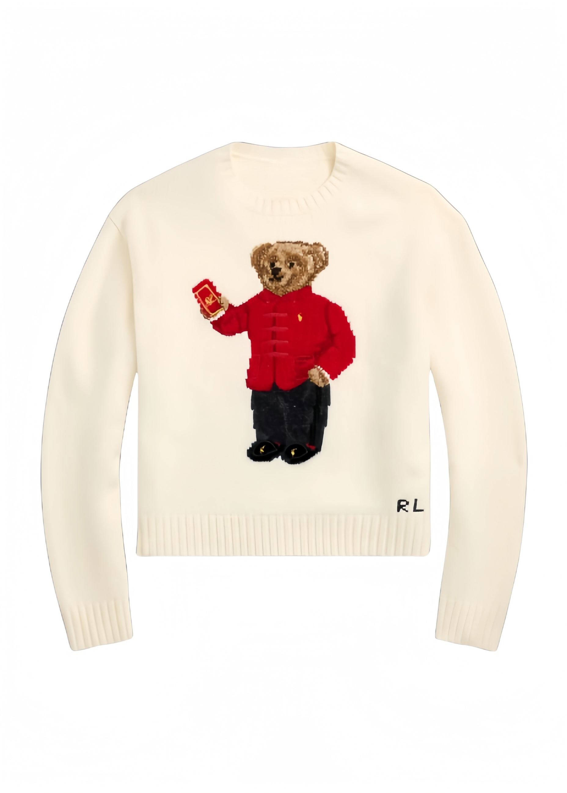 Custom Cream Sweater with Iconic Bear Embroidery | OEM/ODM Knitwear Manufacturer & Bulk Supplier | Jubaodi