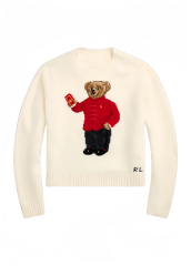 Custom Cream Sweater with Iconic Bear Embroidery | OEM/ODM Knitwear Manufacturer & Bulk Supplier | Jubaodi