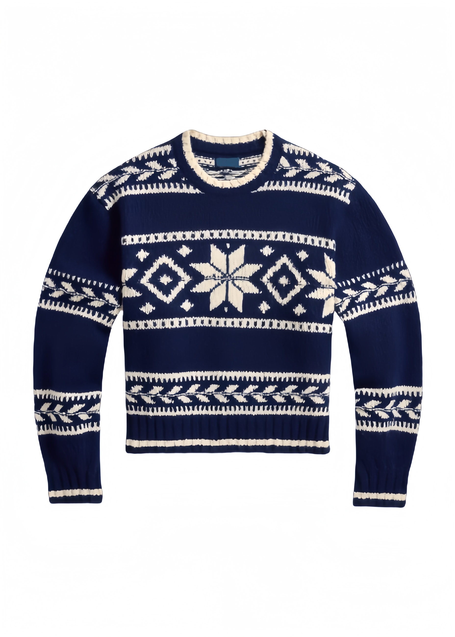 Customizable Navy Blue Nordic-Inspired Crewneck Sweater