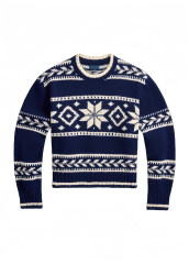 Customizable Navy Blue Nordic-Inspired Crewneck Sweater