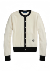 OEM Available Classic Ivory and Black Button-Up Cardigan | Wholesale Knitwear Manufacturer & Custom Supplier | Jubaodi