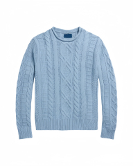 Custom Design Classic Cable Knit Light Blue Sweater | OEM & Wholesale Knitwear Supplier | Jubaodi