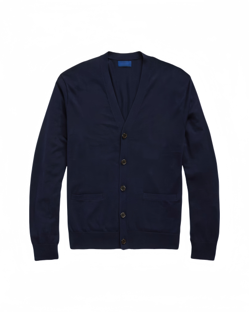 Made-to-Order Men’s Classic Navy Button-Up Cardigan | Custom Knitwear Manufacturer & Wholesale Supplier | Jubaodi