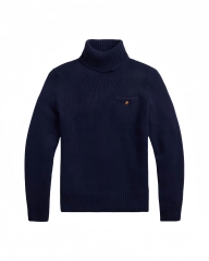 Personalized Men’s Navy Turtleneck Sweater with Chest Pocket | Custom Knitwear Manufacturer & Wholesale Supplier | Jubaodi
