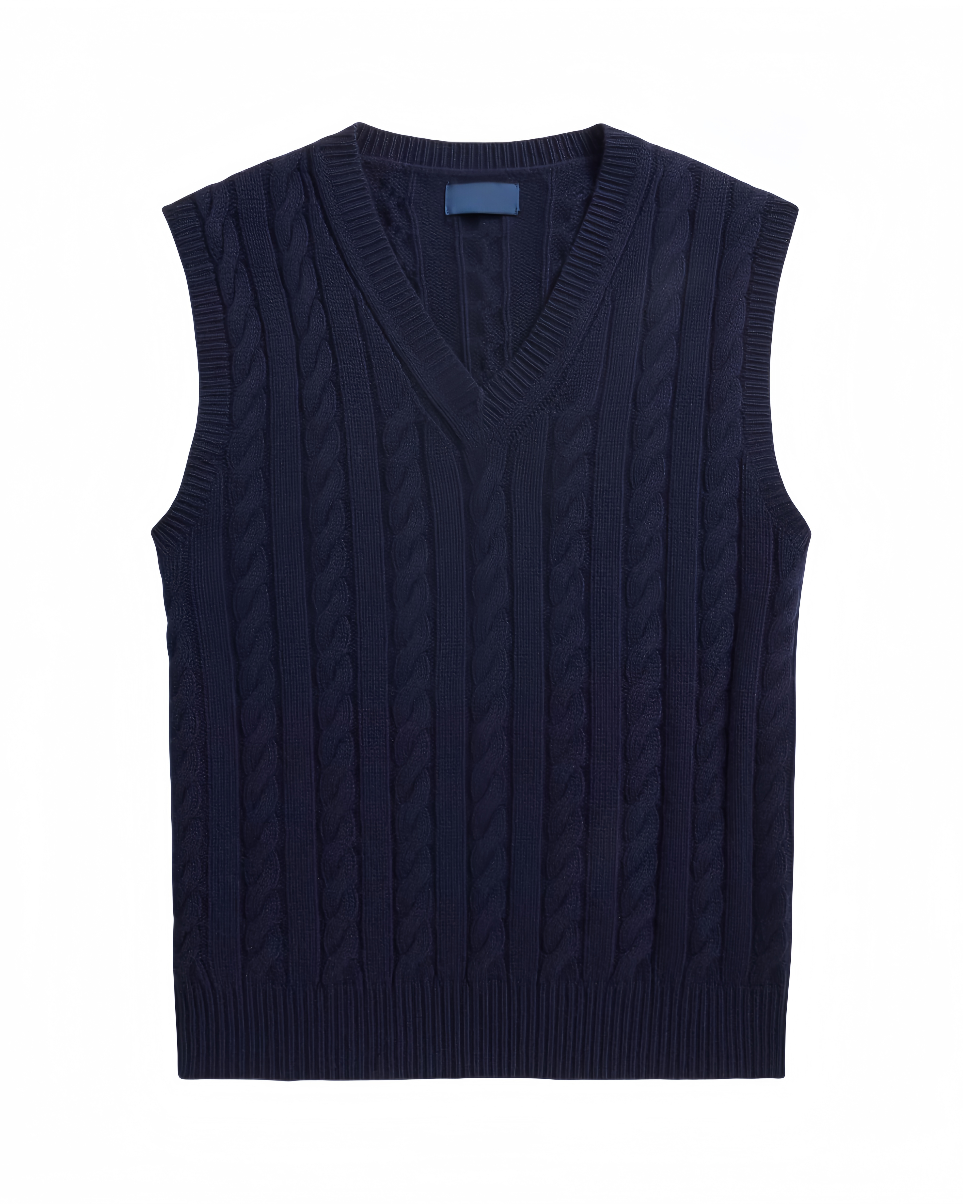 Jubaodi Men's Navy Cable-Knit Sweater Vest – Custom & Wholesale Knitwear Manufacturer