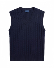 Jubaodi Men's Navy Cable-Knit Sweater Vest – Custom & Wholesale Knitwear Manufacturer