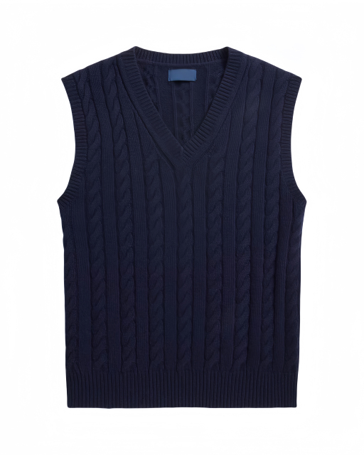 Jubaodi Men's Navy Cable-Knit Sweater Vest – Custom & Wholesale Knitwear Manufacturer