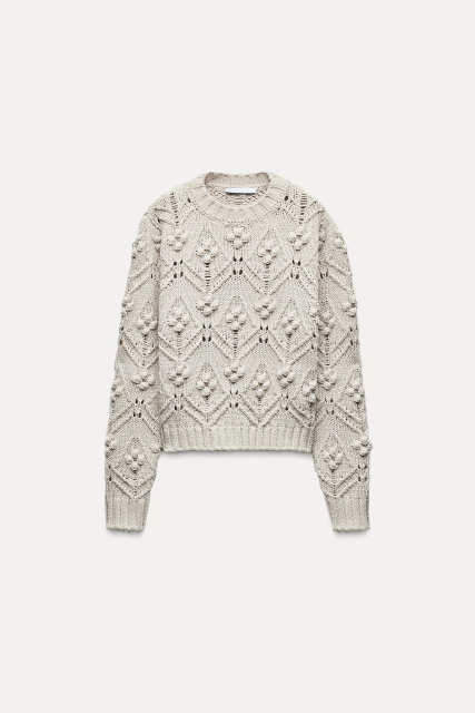 Made-to-Order Women’s Cream Textured Knit Sweater | Custom Knitwear Manufacturer & Wholesale Supplier | Jubaodi