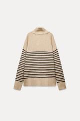 Custom Design Women’s Striped Button-Detail Sweater | Nautical-Inspired Knitwear Manufacturer & Wholesale Supplier | Jubaodi