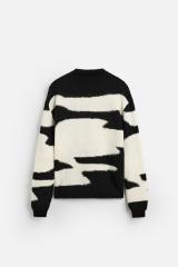 Made-to-Order Black and White Abstract Pattern Sweater – Customizable Cozy Knit Sweater for Retailers & Manufacturers