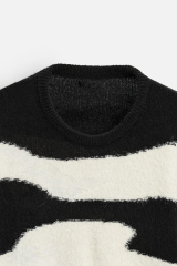 Made-to-Order Black and White Abstract Pattern Sweater – Customizable Cozy Knit Sweater for Retailers & Manufacturers