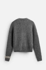 Customizable Gray Ribbed Sweater with Contrast Stitching –Bulk Orders for Retailers & Manufacturers