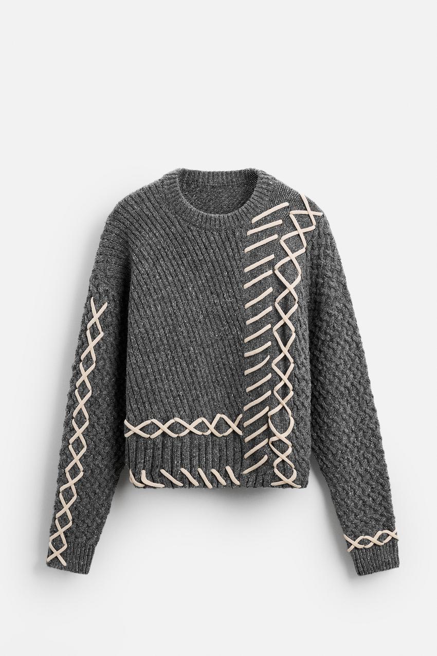 Customizable Gray Ribbed Sweater with Contrast Stitching –Bulk Orders for Retailers & Manufacturers