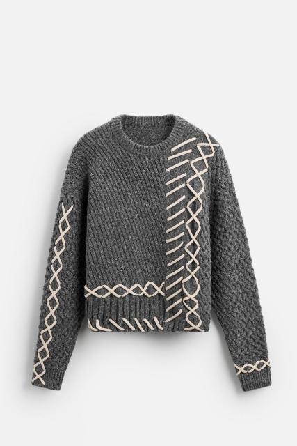 Customizable Gray Ribbed Sweater with Contrast Stitching –Bulk Orders for Retailers & Manufacturers