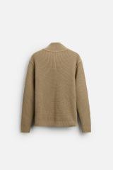 Custom Design Zip-Up Ribbed Sweater – Wholesale Women’s Casual Knitwear in Beige