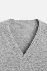 Factory Direct Gray V-Neck Knit Sweater – Bulk Orders Available