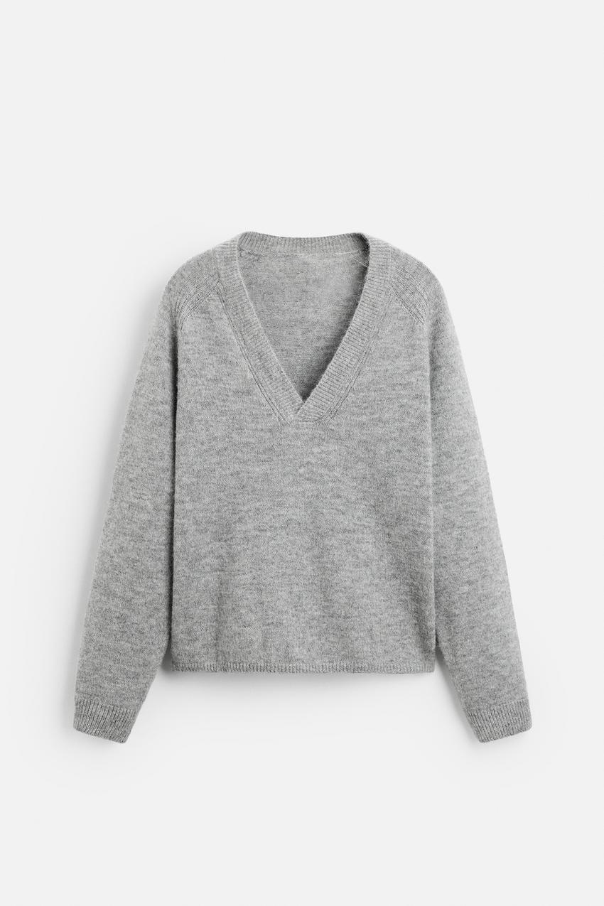 Factory Direct Gray V-Neck Knit Sweater – Bulk Orders Available