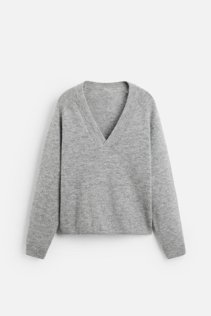 Factory Direct Gray V-Neck Knit Sweater – Bulk Orders Available