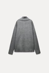 OEM Customizable Gray Button Detail Turtleneck Sweater – Wholesale Women’s Cozy Knitwear