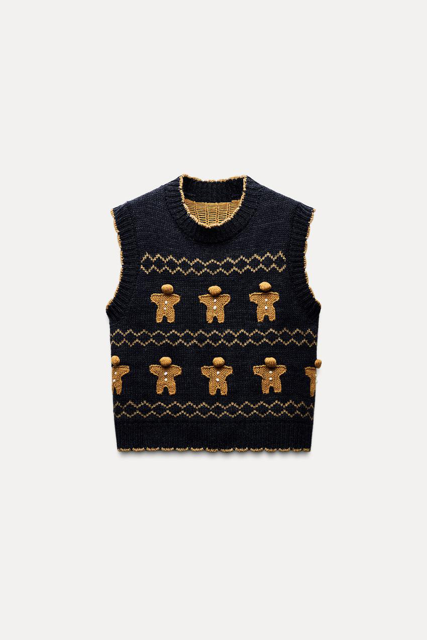 Personalized Festive Gingerbread Design Sleeveless Sweater-Women’s Manufacturer