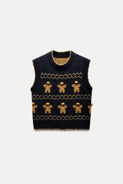Personalized Festive Gingerbread Design Sleeveless Sweater-Women’s Manufacturer