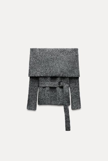 Factory Direct Gray Belted Sweater with Folded Neck – Cozy Sweater for Retailers & Manufacturers