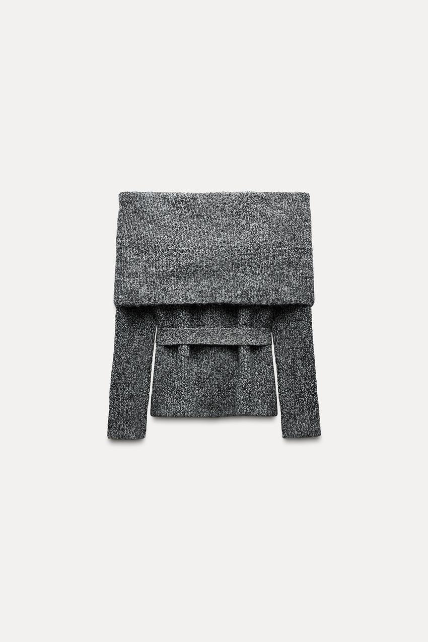 Factory Direct Gray Belted Sweater with Folded Neck – Cozy Sweater for Retailers & Manufacturers