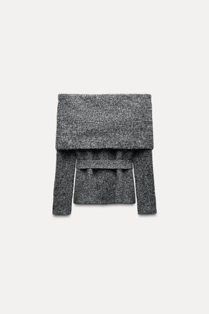 Factory Direct Gray Belted Sweater with Folded Neck – Cozy Sweater for Retailers & Manufacturers