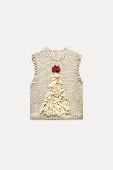 OEM/ODM Available Festive Sleeveless Knitted Top with Christmas Tree Design –Women’s Holiday Sweater for Manufacturers