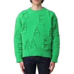 Custom Men's 3D Knit Textured Sweater – Bold Green with Unique Letter Details | OEM & ODM Knitwear Manufacturer
