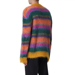 Custom Men's Multicolor Striped Mohair Sweater – Vibrant Style and Luxurious Comfort | OEM & ODM Knitwear Manufacturer