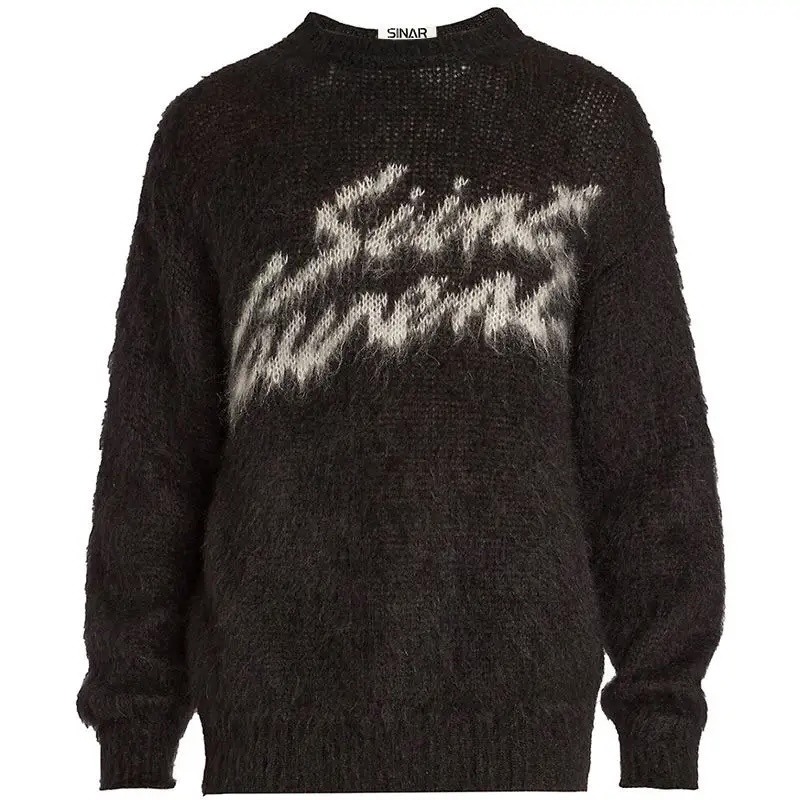 Custom Men's Crewneck Sweater with Distressed Logo – Wholesale Manufacturer Offering Modern Elegance