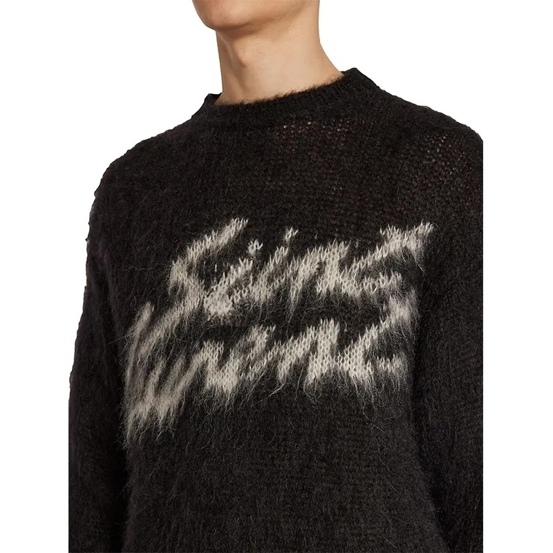Custom Men's Crewneck Sweater with Distressed Logo – Wholesale Manufacturer Offering Modern Elegance