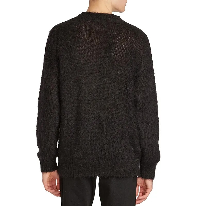 Custom Men's Crewneck Sweater with Distressed Logo – Wholesale Manufacturer Offering Modern Elegance